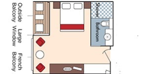 Croisière AMA AmaWaterways Amaucia Catégorie AB Balcon français et Balcon extérieur plan