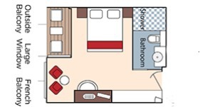 Croisiere AMA AmaWaterways AmaLucia Catégorie BA Balcon français et Balcon extérieur plan