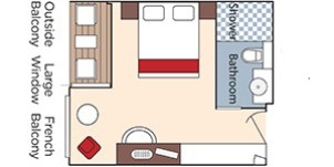 Croisière AMA AmaWaterways AmaReina Catégorie BB Balcon français et Balcon extérieur plan