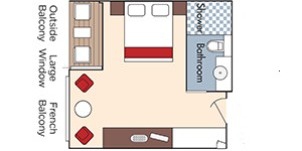 Croisière AMA AmaWaterways AmaSonata Catégorie AB Balcon français et Balcon extérieur plan