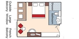 Croisière AMA AmaWaterways AmaViola Catégorie BB Balcon français et Balcon extérieur plan