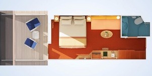 Croisière CCL Carnival Liberty vers l'arrière (poupe) avec balcon étendu plan