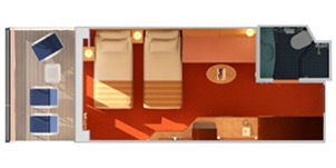 Croisière CCl Carnival Spirit Cabine Balcon étendu