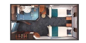 Croisière NCL Norwegian Cruise Line Pearl Vue mer au milieu du navire avec hublot plan