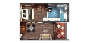 Croisière NCL Norwegian Cruise Line Pearl The Haven penthouse sur cour avec balcon plan