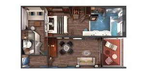 Croisière NCL Norwegian Cruise Line Pearl The Haven villa familiale avec 2 chambres et balcon plan