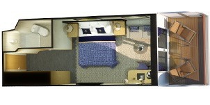 Cunard Cruise Line Croisière Queen Elizabeth Cabine britannia avec balcon vue partiellement obstruée