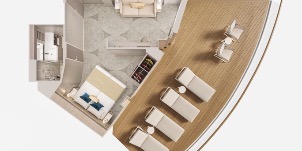 NCL Norwegian Prima Suite Orientée Vers L'arrière Avec Grand Balcon pour 4 Plan