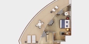 NCL Norwegian Viva Penthouse The Haven Avec Chambre Principale Et Grand Balcon Orienté Vers L'arrière Plan